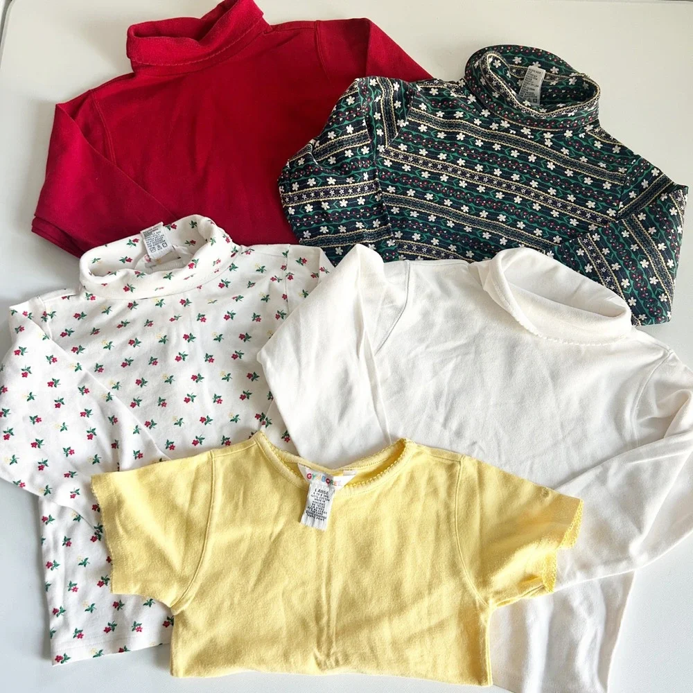 Gymboree Girls Bundle Lot (5) Vintage 1998 Floral Solid Turtleneck Tops L / 4-5Y